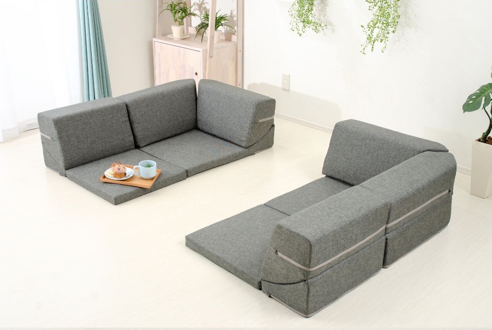 セルタン　日本製　ローコーナーソファ 3点セット デニム生地グレー セルタン 数量限定 在庫限り ローソファー 3人掛け 4点セット コーナー