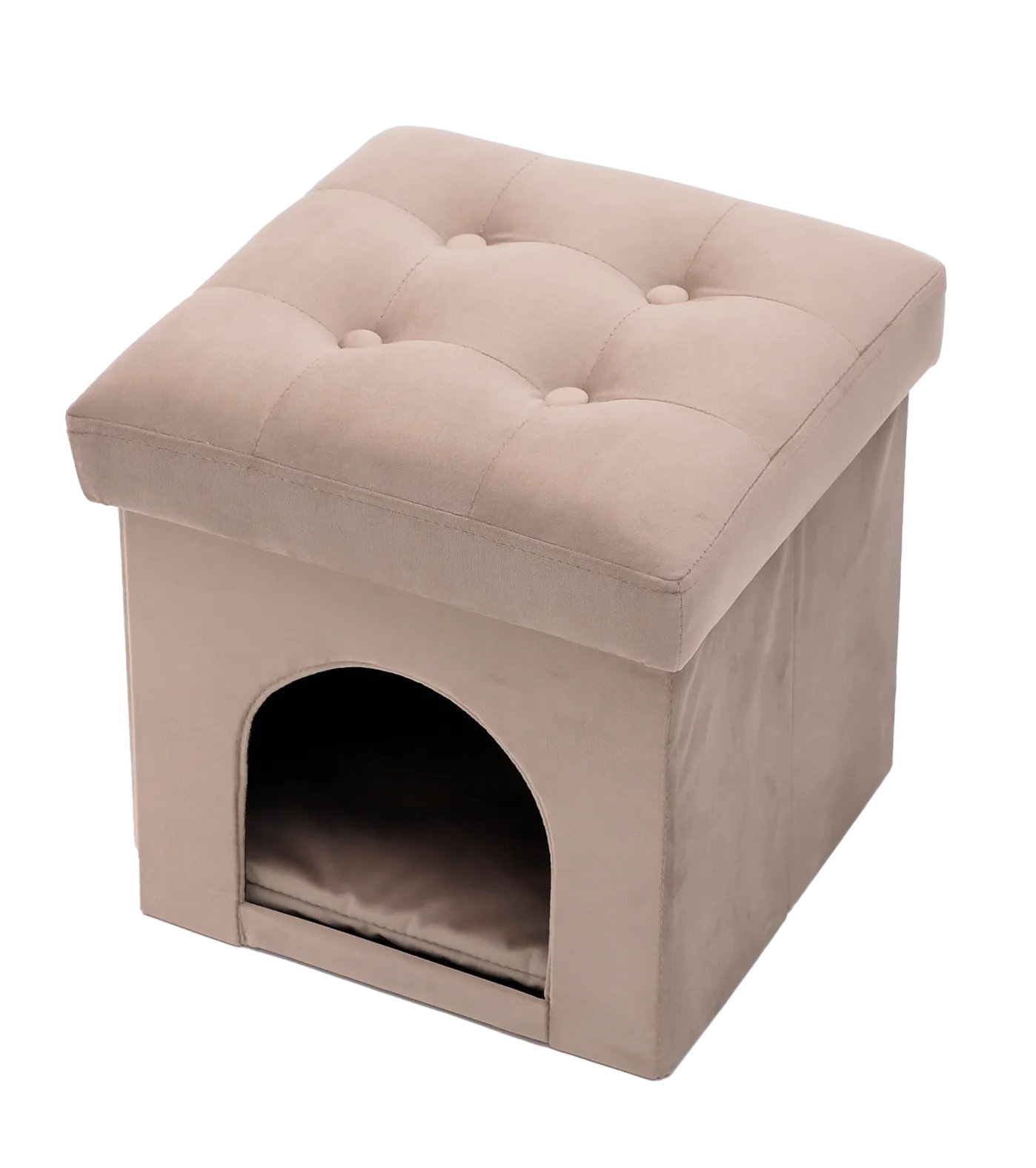 ペットハウス スツール 猫家具 猫ハウス 猫用品 ベロア クッション付き コンパクト 折りたたみ 椅子 おしゃれ かわいい NP-FC-8098-1P | セルタン | 01