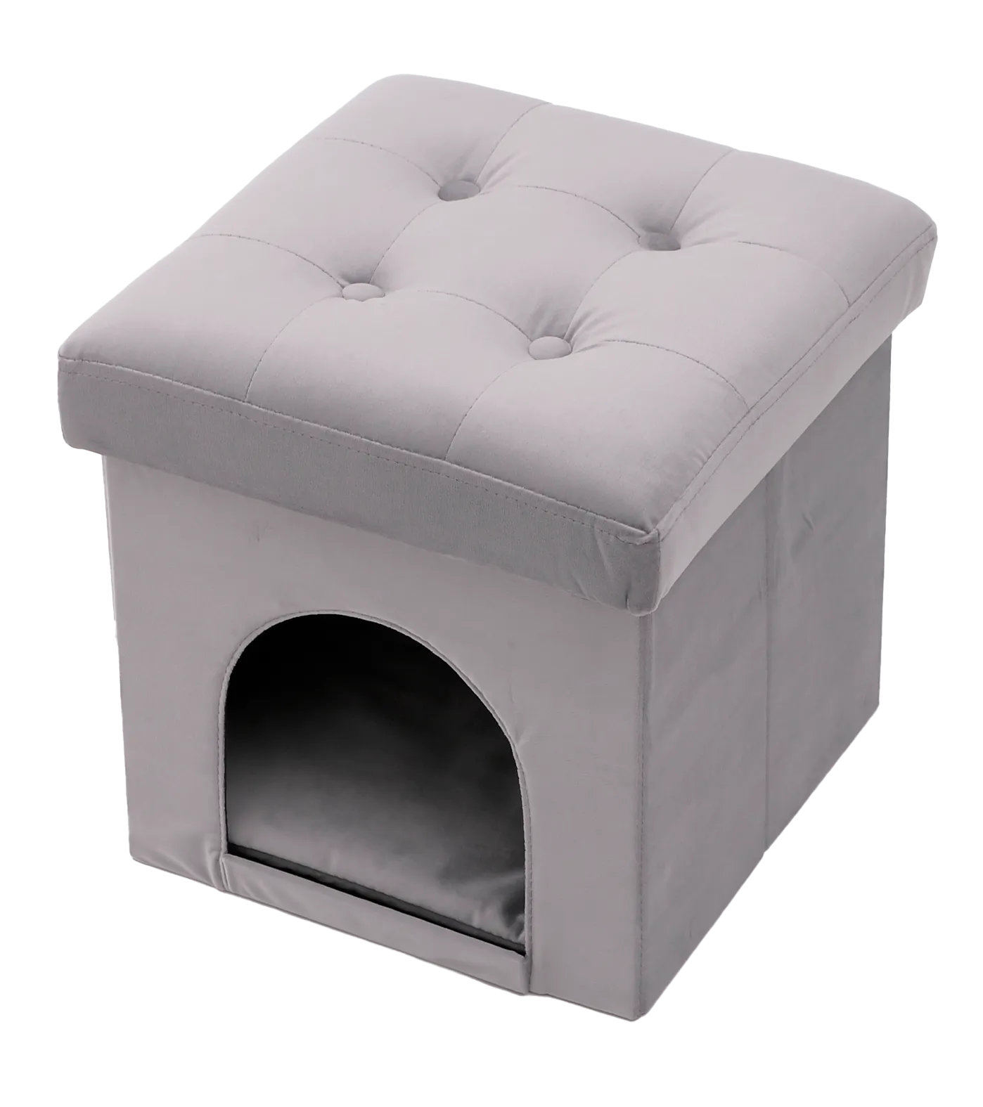 ペットハウス スツール 猫家具 猫ハウス 猫用品 ベロア クッション付き コンパクト 折りたたみ 椅子 おしゃれ かわいい NP-FC-8098-1P | セルタン | 02