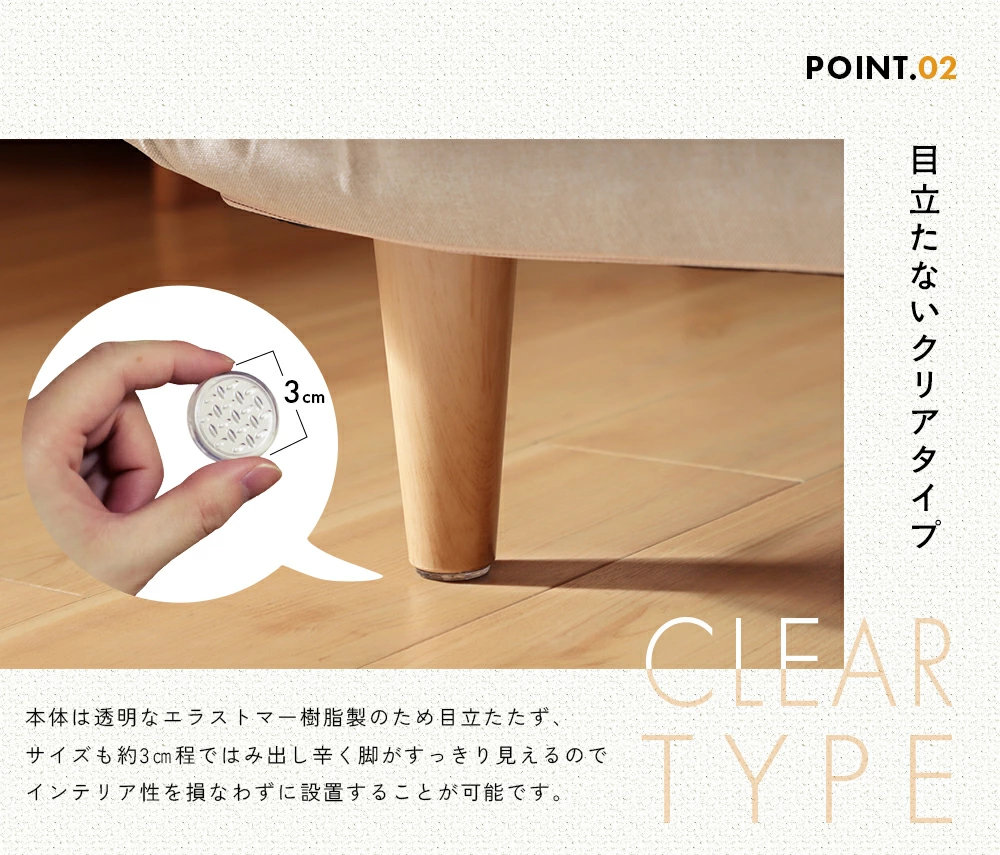  滑り止めシート 家具 丸型 クリア 3cm すべりどめ キズ ソファー