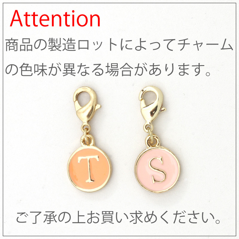 イニシャルパーツ ラウンド イニシャル チャーム バッグ ファスナー
