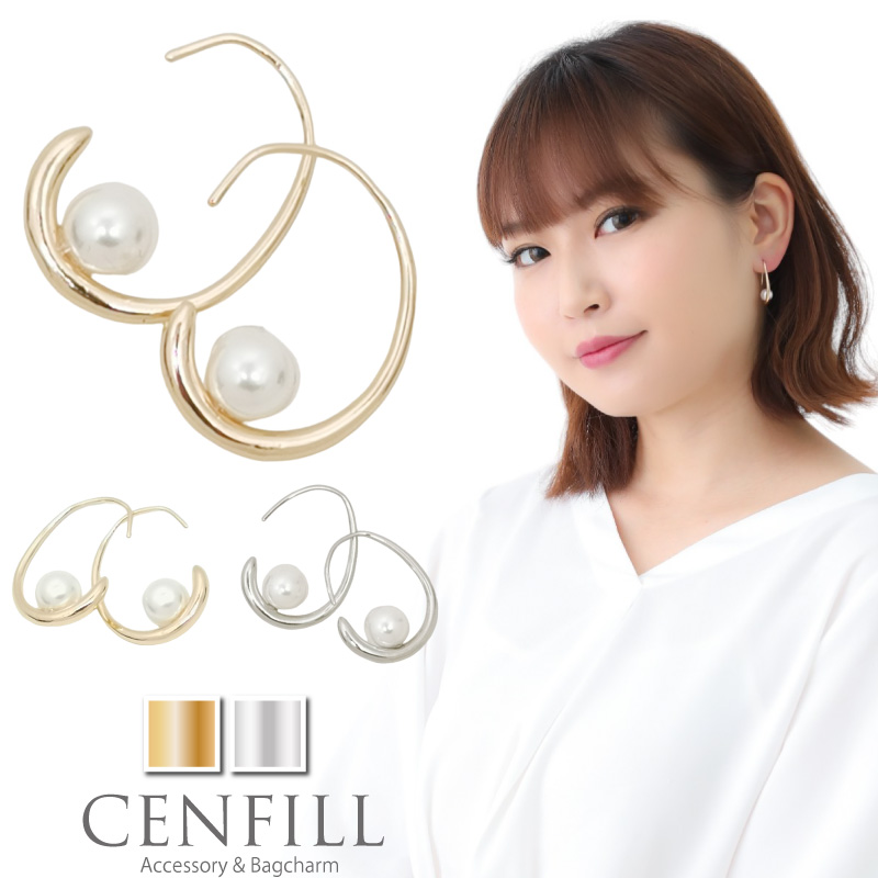 ピアス ニッケルフリー ドロップ フープピアス 18Kコーティング フック