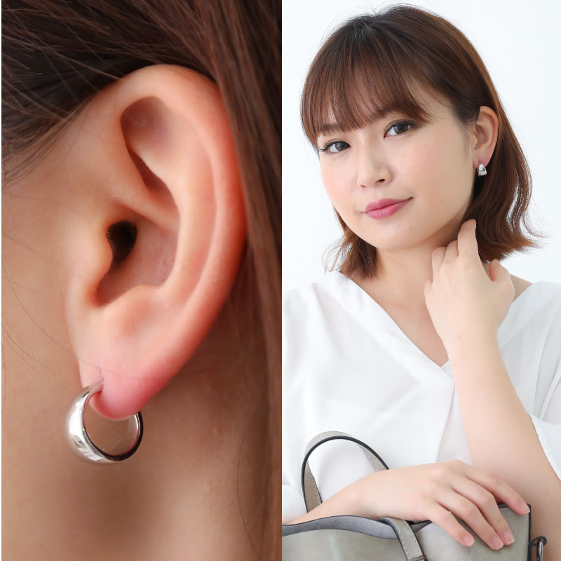 ピアス ニッケルフリー ぷっくり C型 ドロップ 18Kコーティング フープ