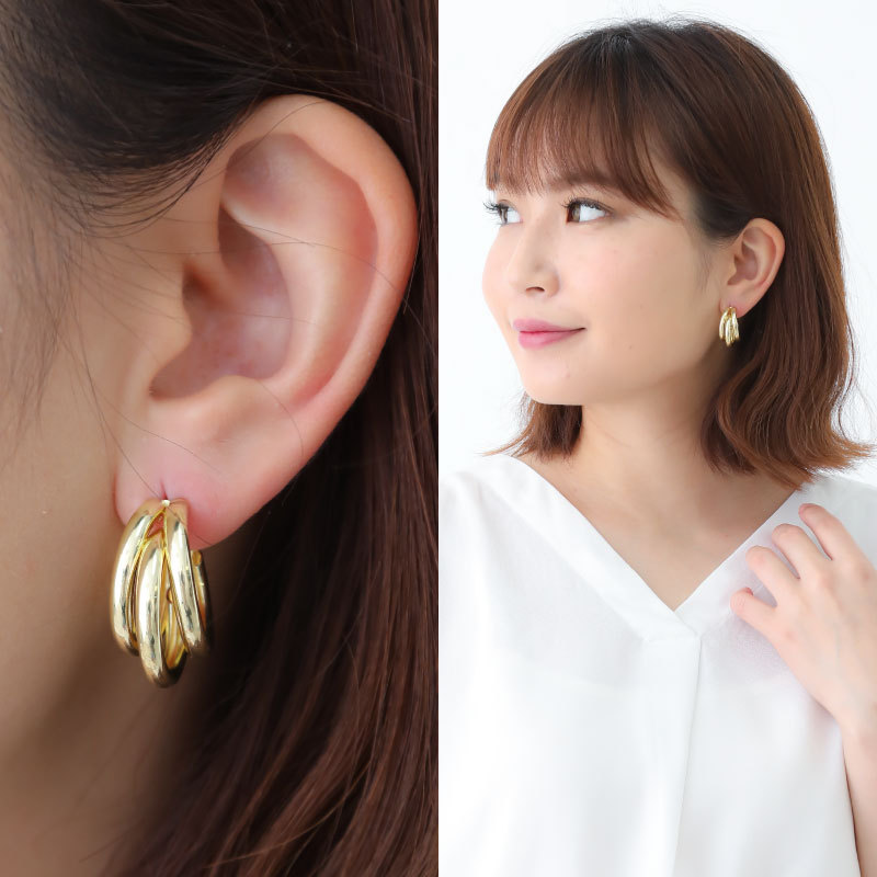 ピアス 3連フープピアス ニッケルフリー フック フープ フープピアス