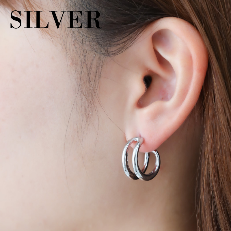 ピアス ニッケルフリー ダブルリング フープピアス 18K