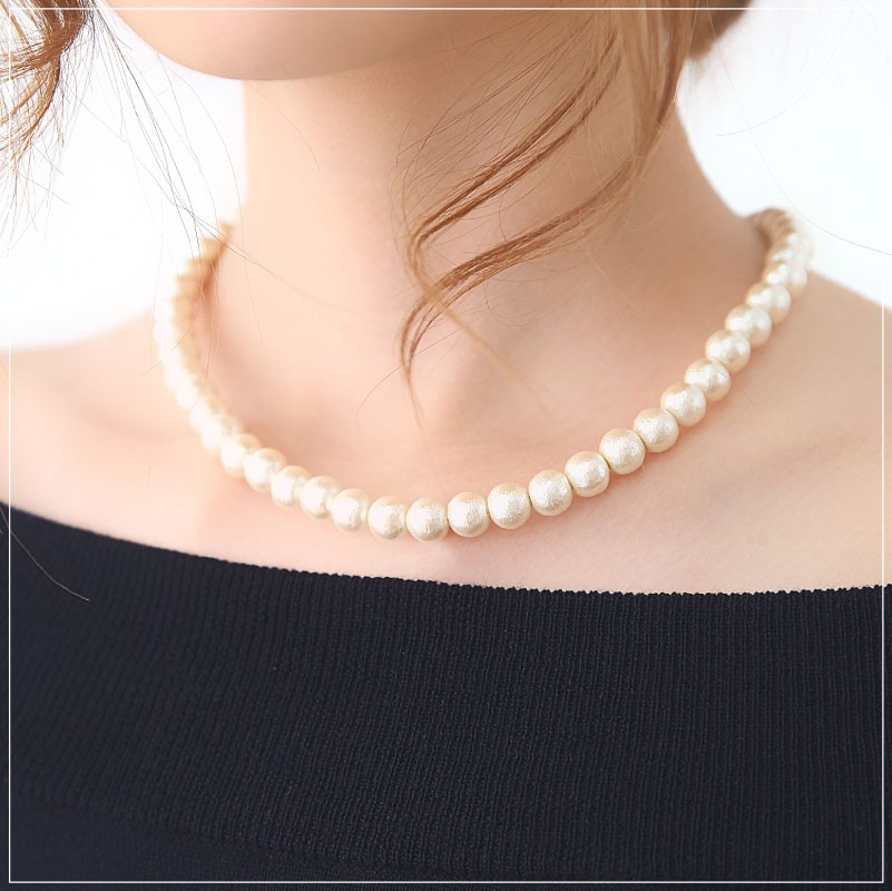 ネックレス コットンパール 8mm 10mm 40cm+5cm キスカ ニッケル
