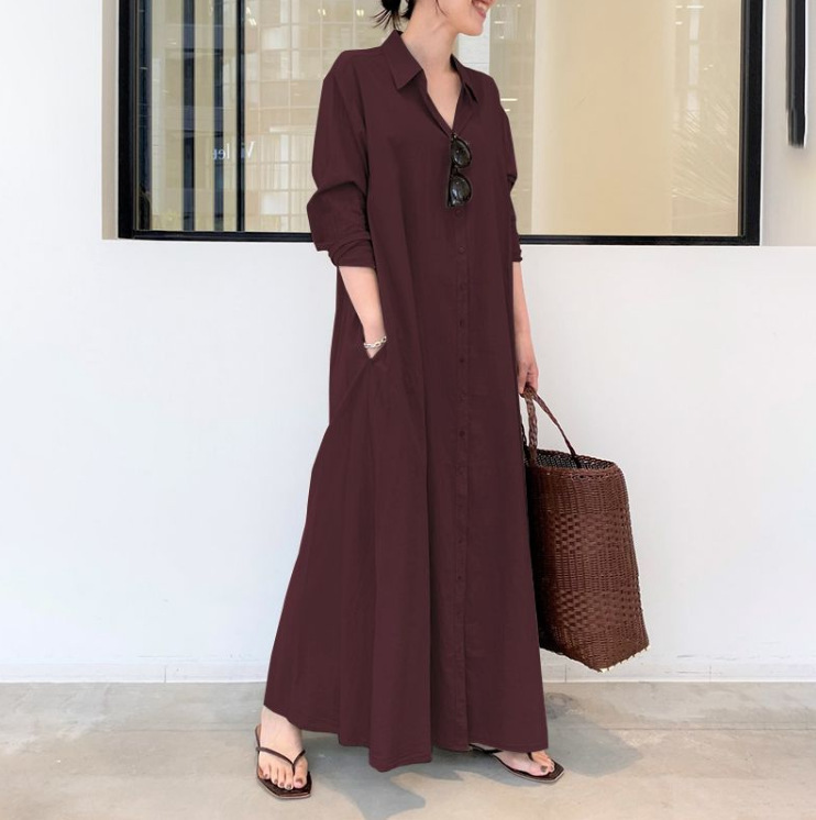 新色追加 シャツワンピース ワンピース レディース ロング丈 シャツワンピ 40代 マキシワンピ 大きいサイズ 体型カバー ゆったり 長袖 30代 50 代 春夏 Cops Centurion 通販 Yahoo ショッピング