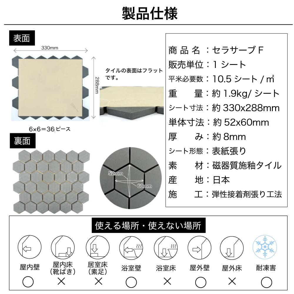 ヘキサゴンタイル 六角形 ハニカム おしゃれ モザイクタイル DIY キッチンタイル 洗面 浴室 壁タイル 床タイル デザインタイル（セラサーブF  全4色 シート販売） : stu5260cs-f : 壁材コレクションストア セラコア - 通販 - Yahoo!ショッピング