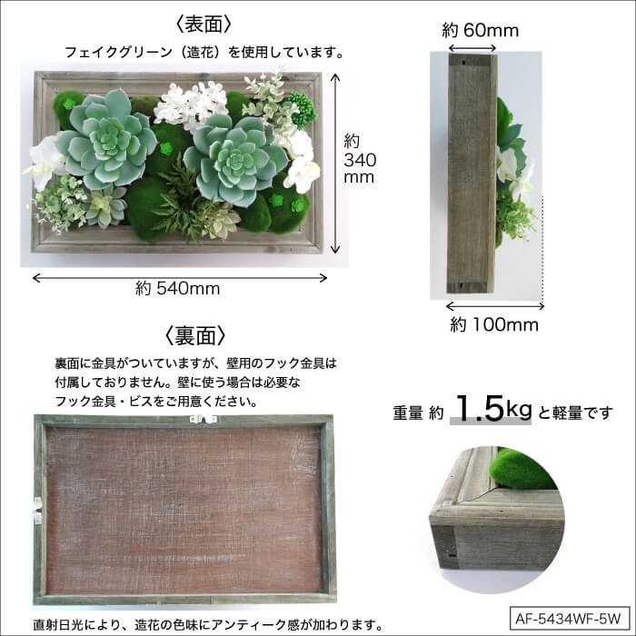 観葉植物 壁かけ 多肉植物 造花 フレーム 壁 インテリア