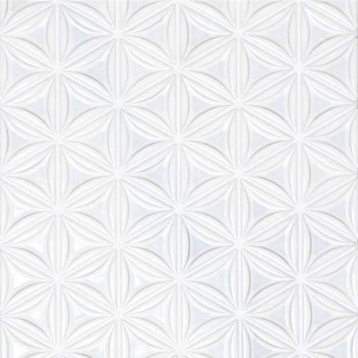 タイル　モザイクタイル　キッチン　洗面　全7色　三角形　まとめてお得なケース（18枚入）販売）　花柄　壁　DIY　かわいい　インテリア　おしゃれ　（リノガール　デザイン