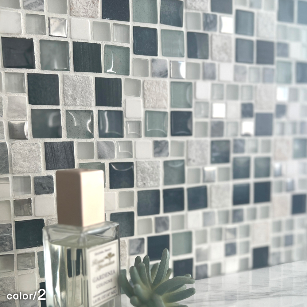 ガラス 天然石 壁材 ガラスモザイク モザイクタイル キッチン 洗面
