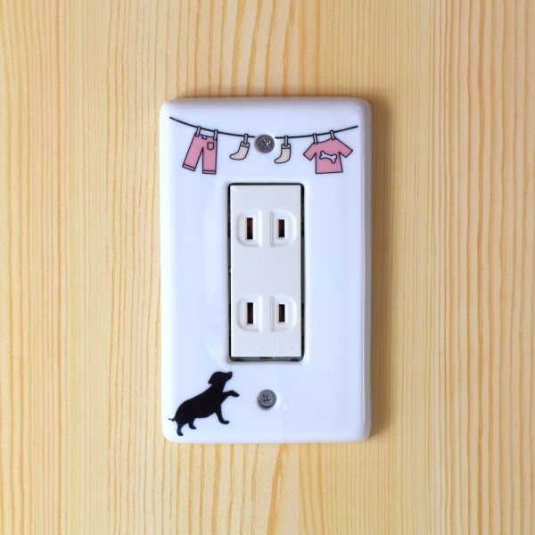 ハングリードッグスイッチプレート ピンク 専用ネジ2本付き 犬 ペット