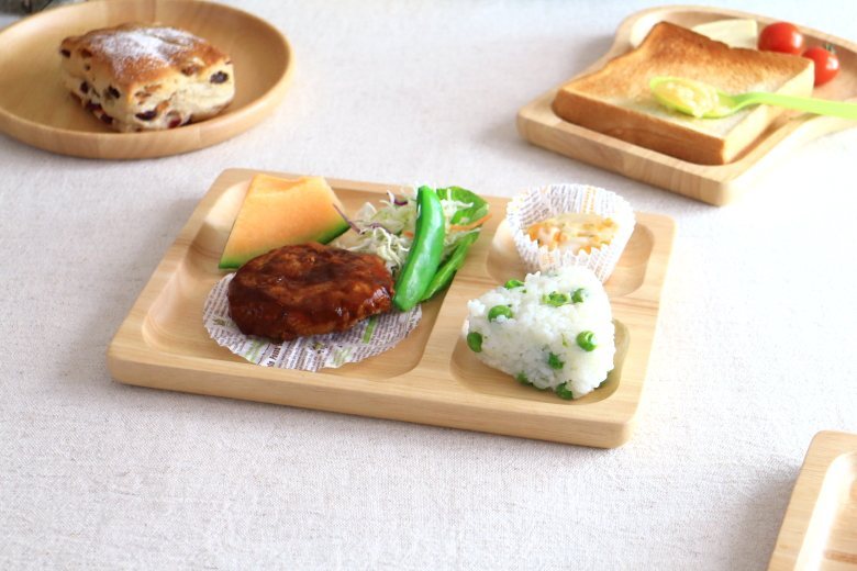 ナチュラルウッドプレート　3枚セット ナチュラルウッド ランチプレート プレート 仕切り皿 カフェ食器