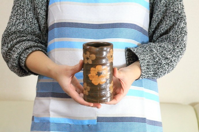 美濃焼茶花花瓶 高級な手作り花器 花瓶 陶器 陶器製 高級 国産