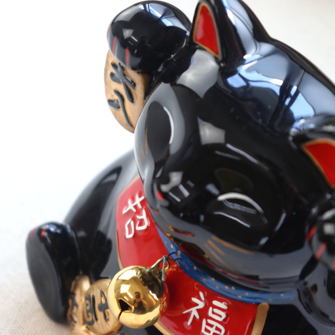 金運招き 黒猫貯金箱 置物 鈴付き 置き物 おしゃれ かわいい