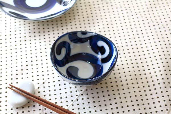 鳴門唐草 楕円3.5寸鉢 国産 美濃焼 小鉢 小分け鉢 小器 小椀 サラダ鉢