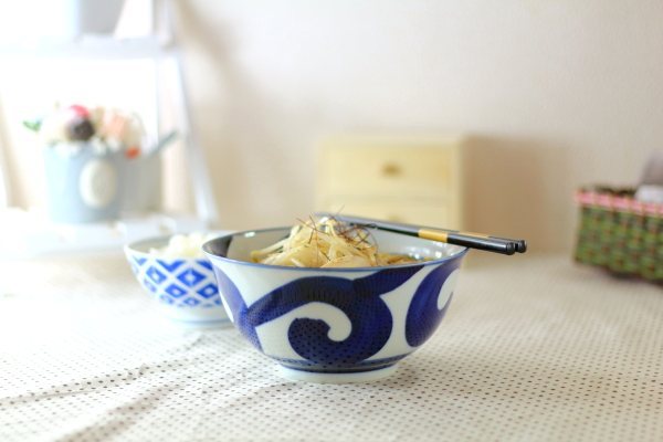 鳴門唐草 深口ラーメン鉢 国産 美濃焼 うどん鉢 そば 丼 どんぶり 鉢