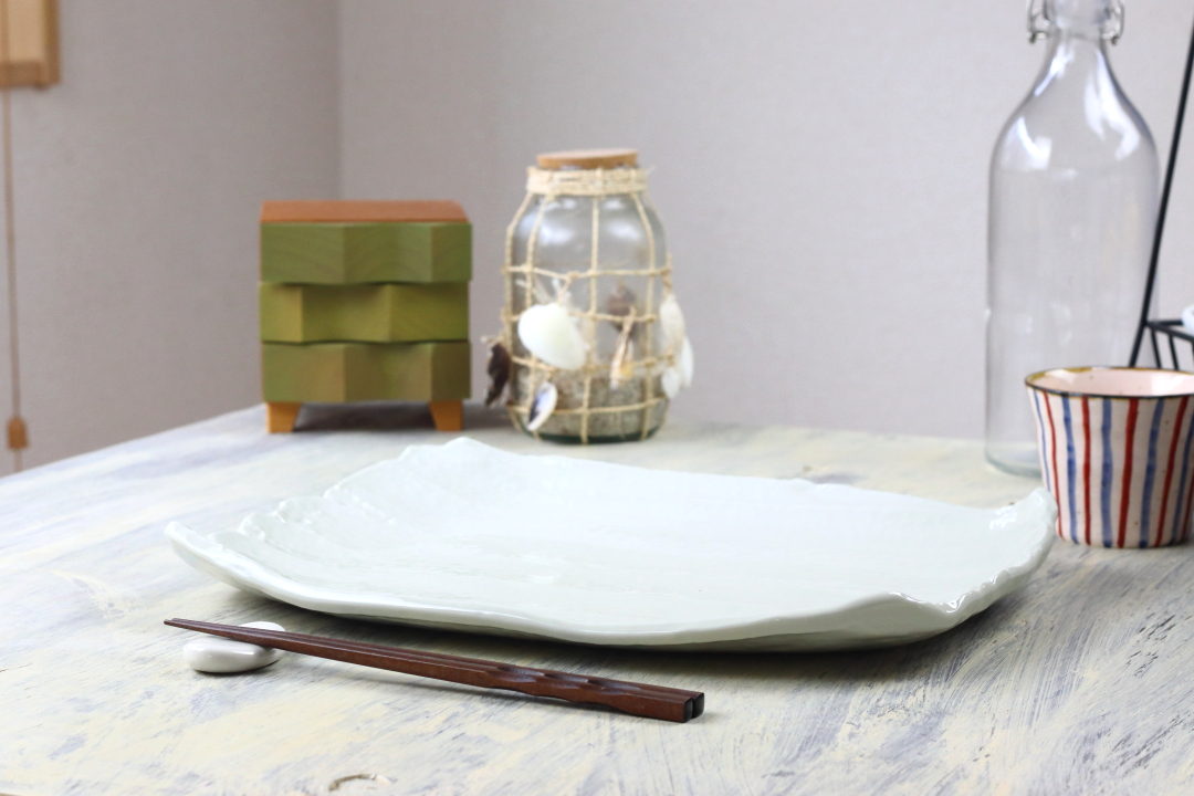 美濃焼和膳 特大皿 白 36cm 日本製 美濃焼 大皿 和皿 平皿 角皿 寿司皿