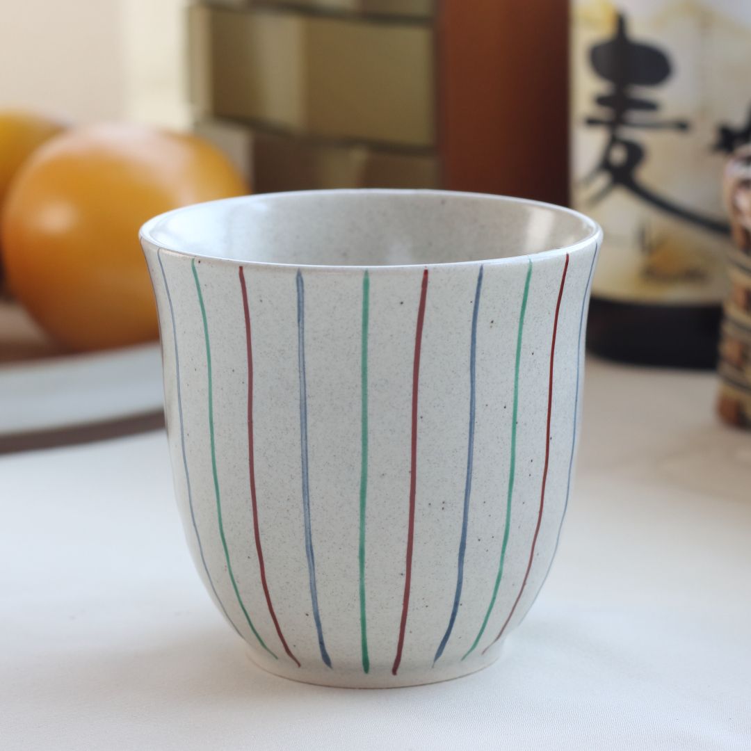 赤絵三善 赤絵手描きの湯呑み 日本製 美濃焼 湯のみ 湯呑 湯飲み ゆ