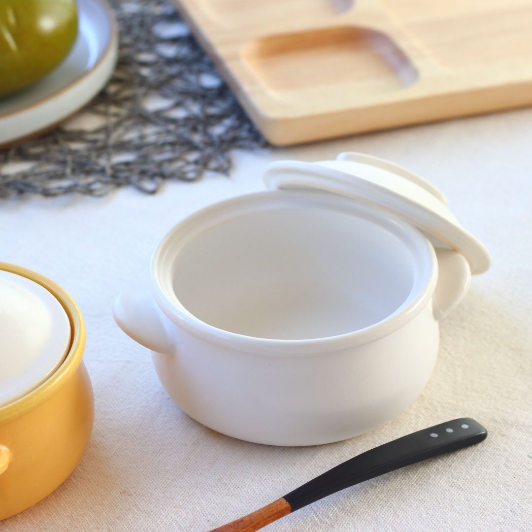 DOUBLEDAY 蓋付き陶器、耐熱グラタン皿6個セット マットな美濃焼グラタン皿 蓋付き 400ml 日本製 美濃焼 瀬戸焼
