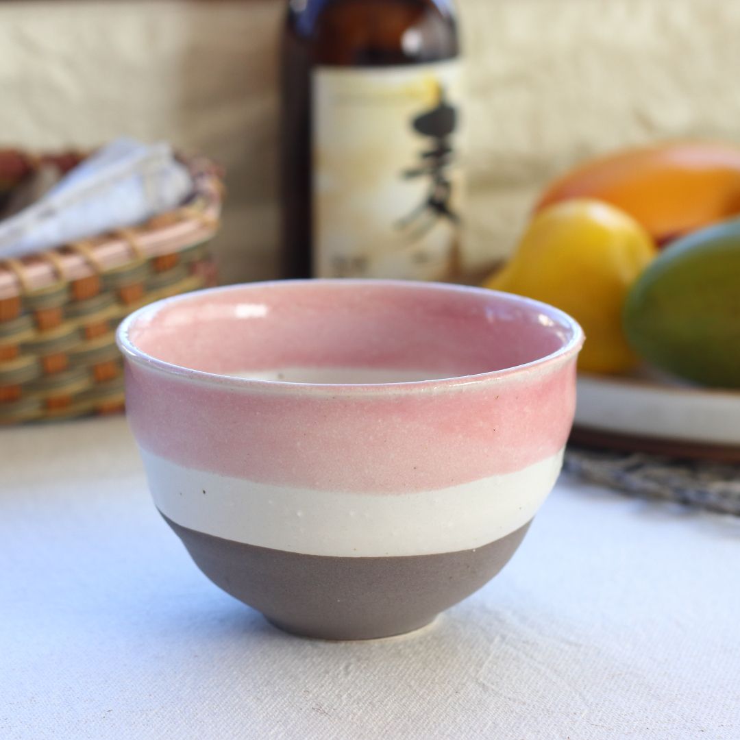 ナチュラリー土物風ミニ丼 日本製 美濃焼 瀬戸焼 11.5cm ピンク ブルー