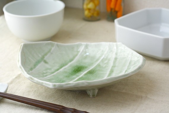 緑釉ジャバラ盛皿 国産 美濃焼 中皿 中鉢 刺し身鉢 和食 和食器 緑釉