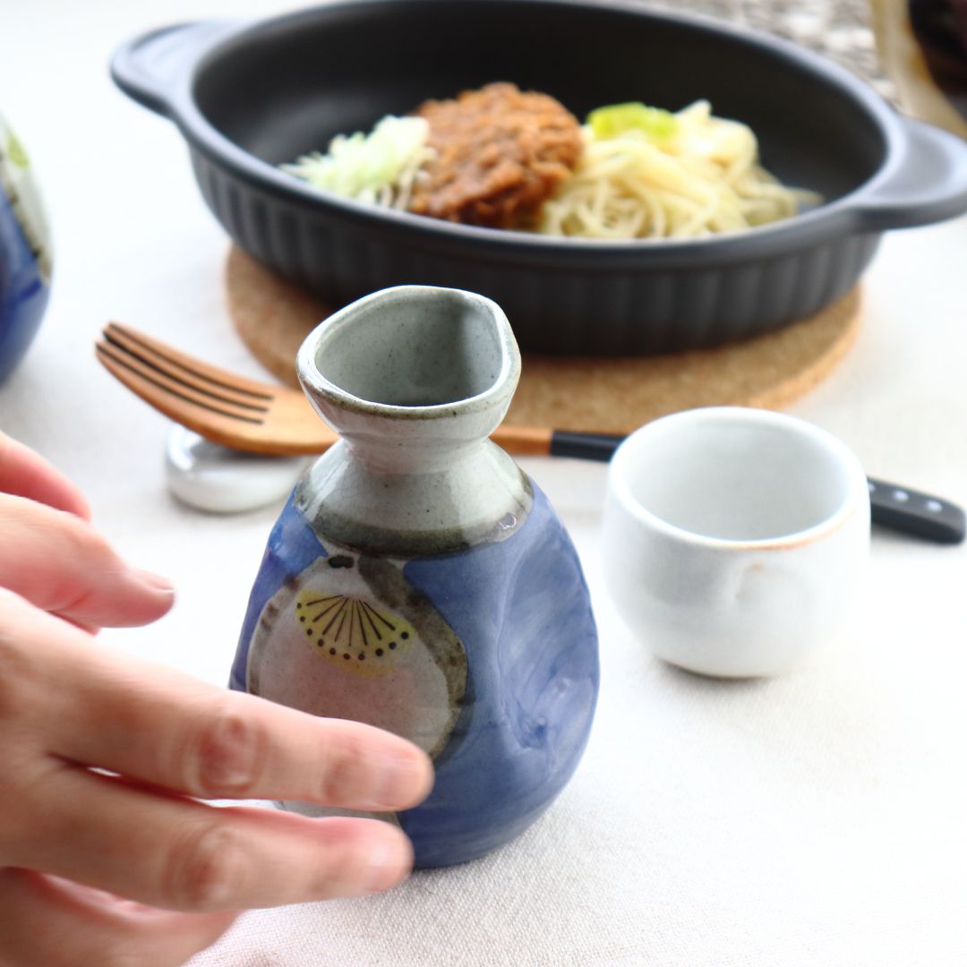 瀬戸焼　古瀬戸　貼花　徳利　酒器　古美術　煎茶器　古道具　丹波 美濃焼愛燦燦徳利 一合 日本製 美濃焼 瀬戸焼 200ml 和食器 藍色