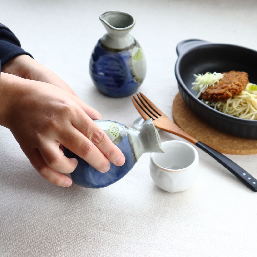 美濃焼愛燦燦徳利 一合 日本製 美濃焼 瀬戸焼 200ml 和食器 藍色