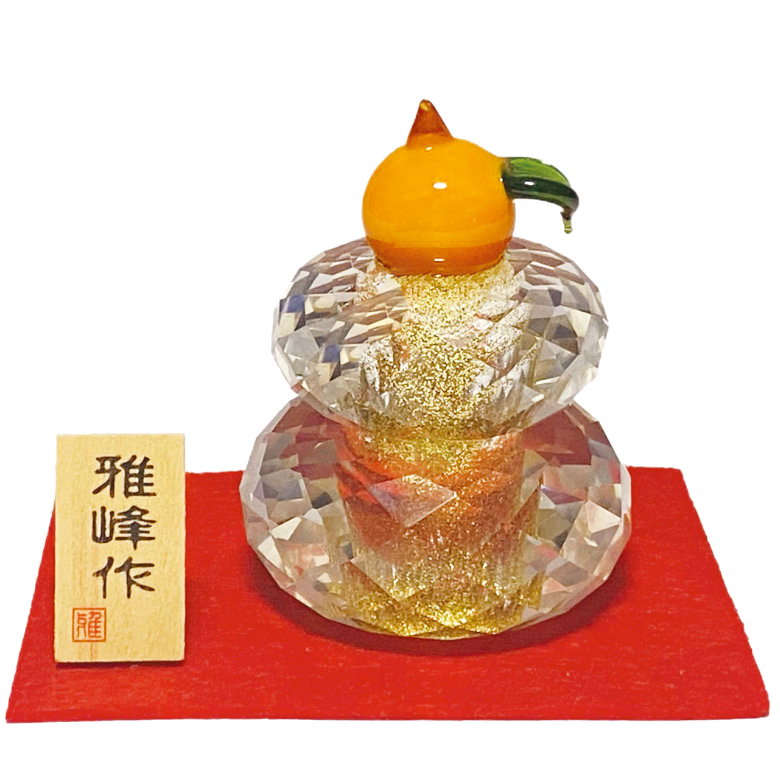 クリスタル 鏡餅 N60 ガラス 飾り 鏡もち 賀正 お正月飾り 縁起物 幸運