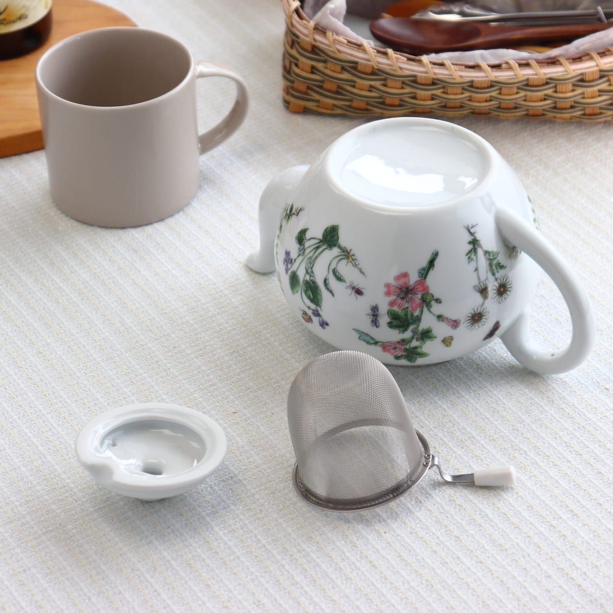 ハーブガーデン 茶こし付きティーポット 800ml 日本製 美濃焼 英国風