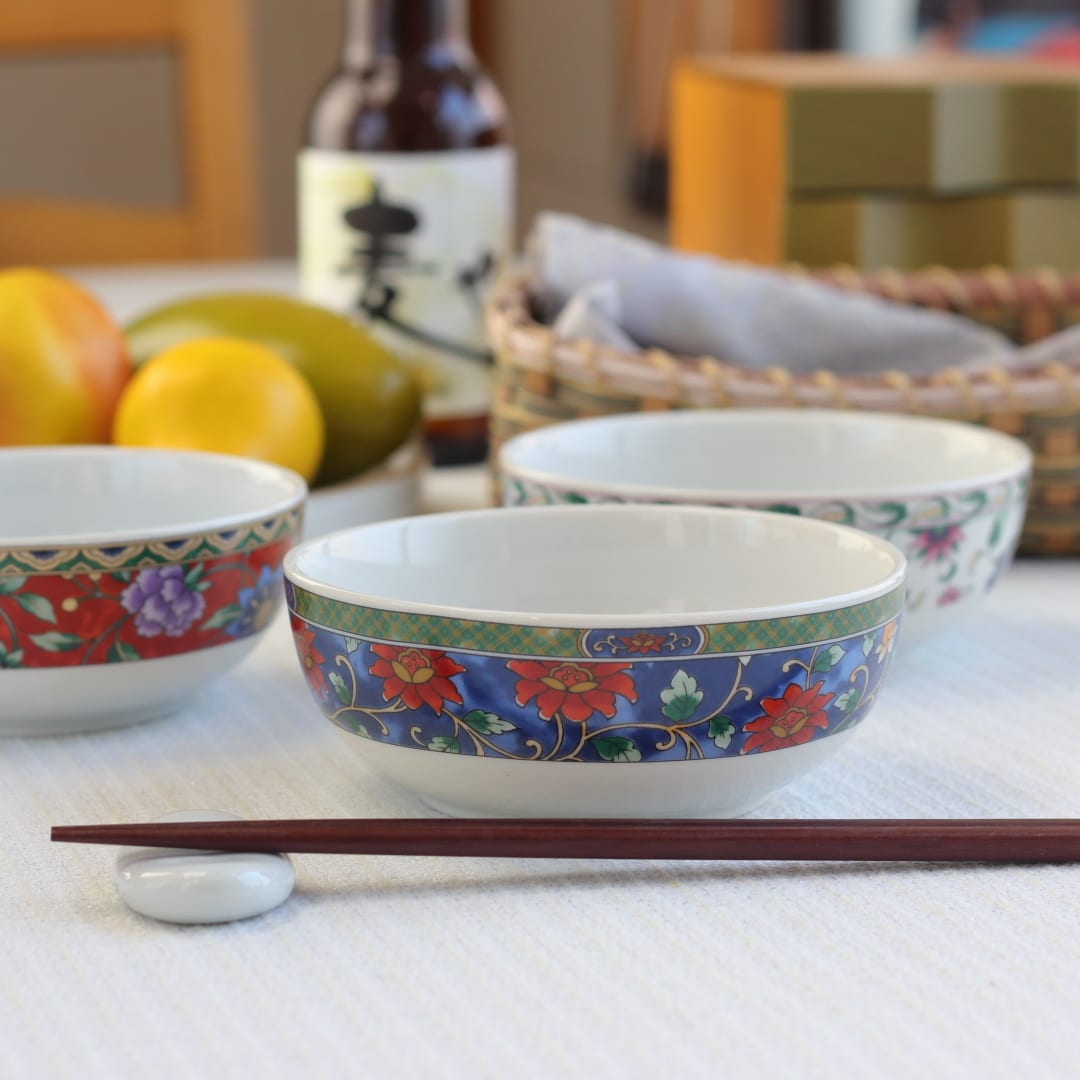 多色花模様陶器ボウル 専用箱付き 蒼ガーデン マルチボール 13cm 日本製 美濃焼 シノワズリ レトロモダン