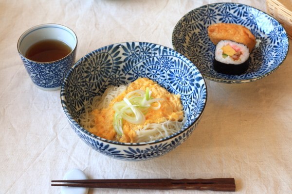 藍染タコ唐草 さぬき丼 国産 美濃焼 古来からある伝統の柄 うどん 蕎麦