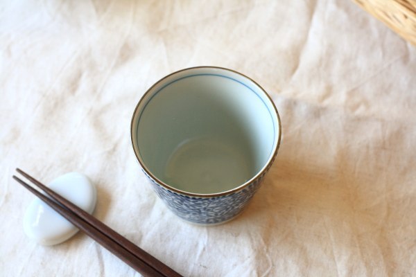 藍染タコ唐草 そば猪口 国産 美濃焼 古来からある伝統の柄 そばちょこ