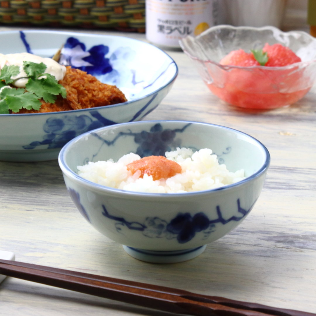 藍染ぶどう 茶碗 11cm 日本製 美濃焼 軽量茶碗 飯碗 ご飯 お椀 ご飯茶碗 茶わん ちゃわん ライス お茶碗 青 青い器 食器