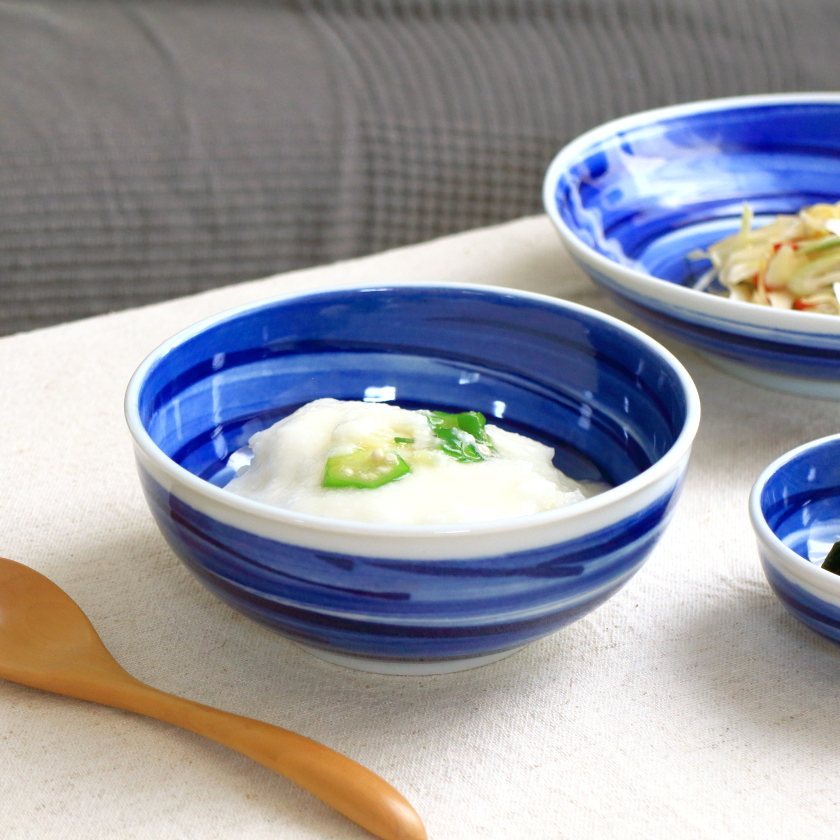 呉須刷毛目 小丼 16cm 国産 美濃焼 5寸中鉢 収納50B 麺鉢 うどん鉢