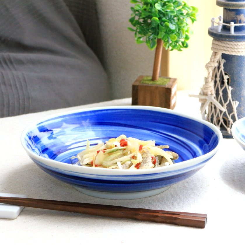 呉須刷毛目 パスタ鉢 21cm 国産 美濃焼 6.8寸パスタ鉢 六兵 68深皿 深