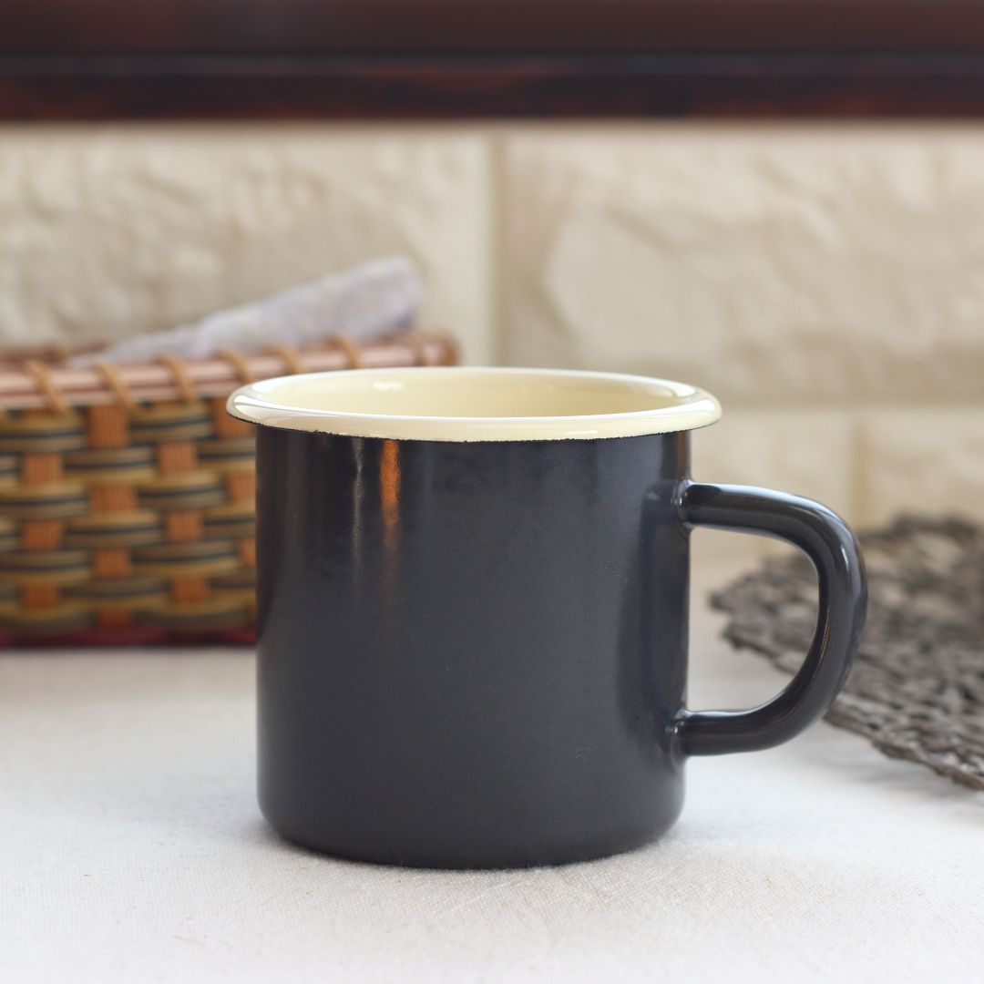 ホーローのレトロマグカップ 日本製 美濃焼 瀬戸焼 370ml グリーン