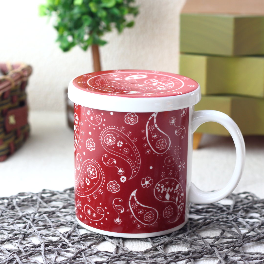 ペイズリー 蓋付きマグカップ 340ml 日本製 美濃焼 蓋付きマグ 保温