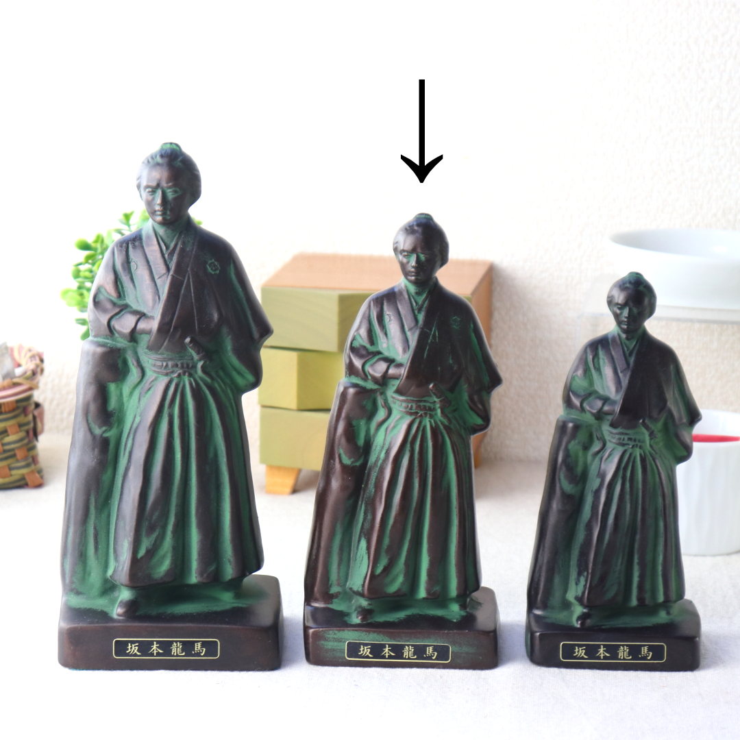 坂本さん 21cm 置物 歴史 フィギュア 陶器 ブロンズ像風 重厚感 迫力