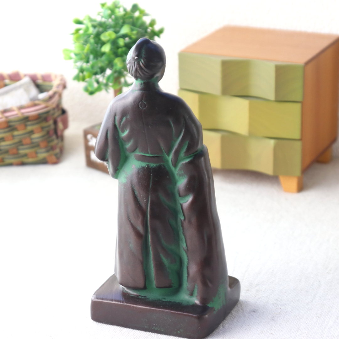 坂本さん 21cm 置物 歴史 フィギュア 陶器 ブロンズ像風 重厚感 迫力