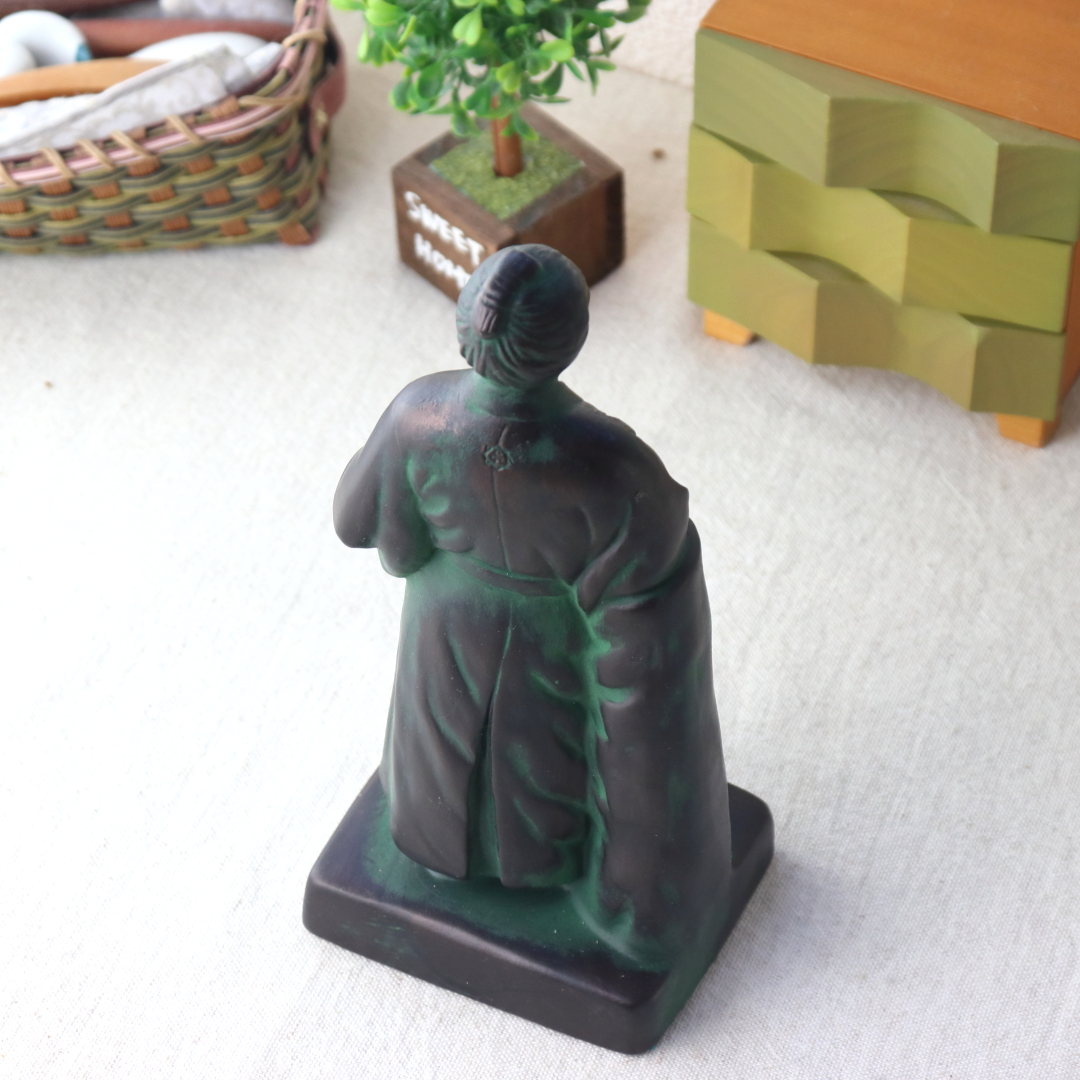 坂本さん 24cm 置物 歴史 フィギュア 陶器 ブロンズ像風 重厚感 迫力