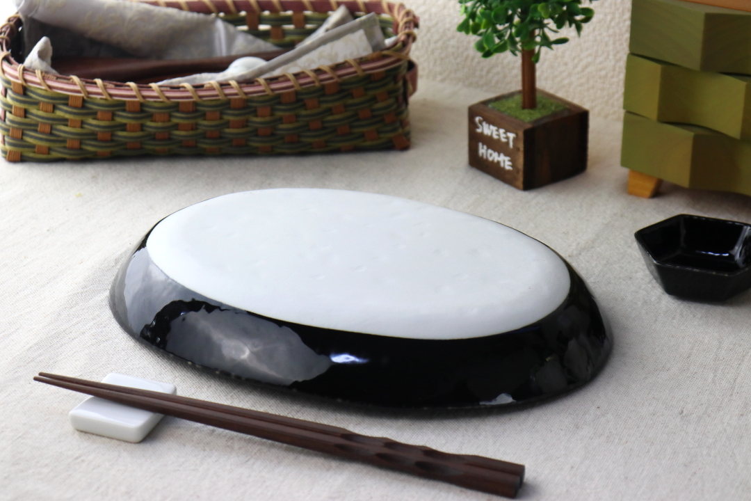 星空 瀬戸焼 楕円大皿 26.5cm 日本製 美濃焼 大皿 中皿 和皿 深皿