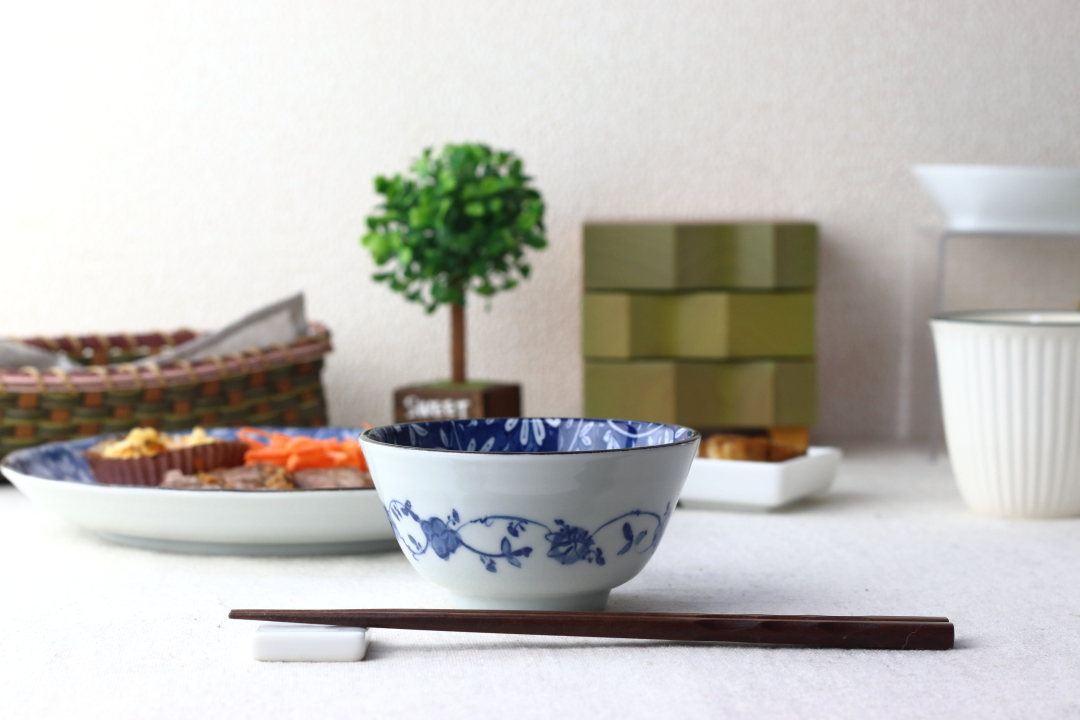 藍華 お浸し小鉢 12cm 日本製 美濃焼 3.8多用丼 青 ブルー 青い皿 藍染 