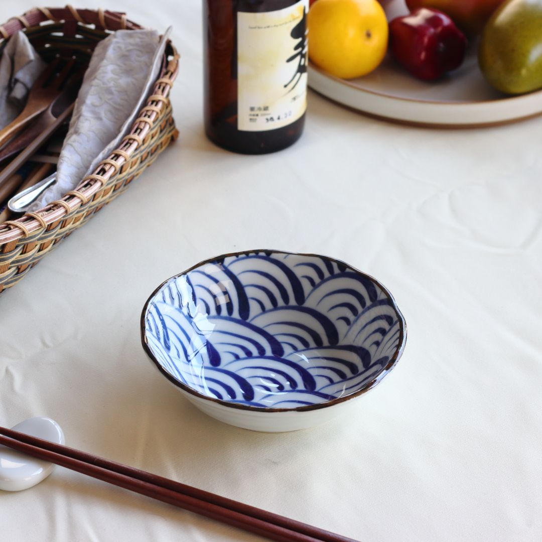 藍縄文 小鉢 13.5cm 日本製 美濃焼 4.5寸小鉢 小分け鉢 小付け 小器 小