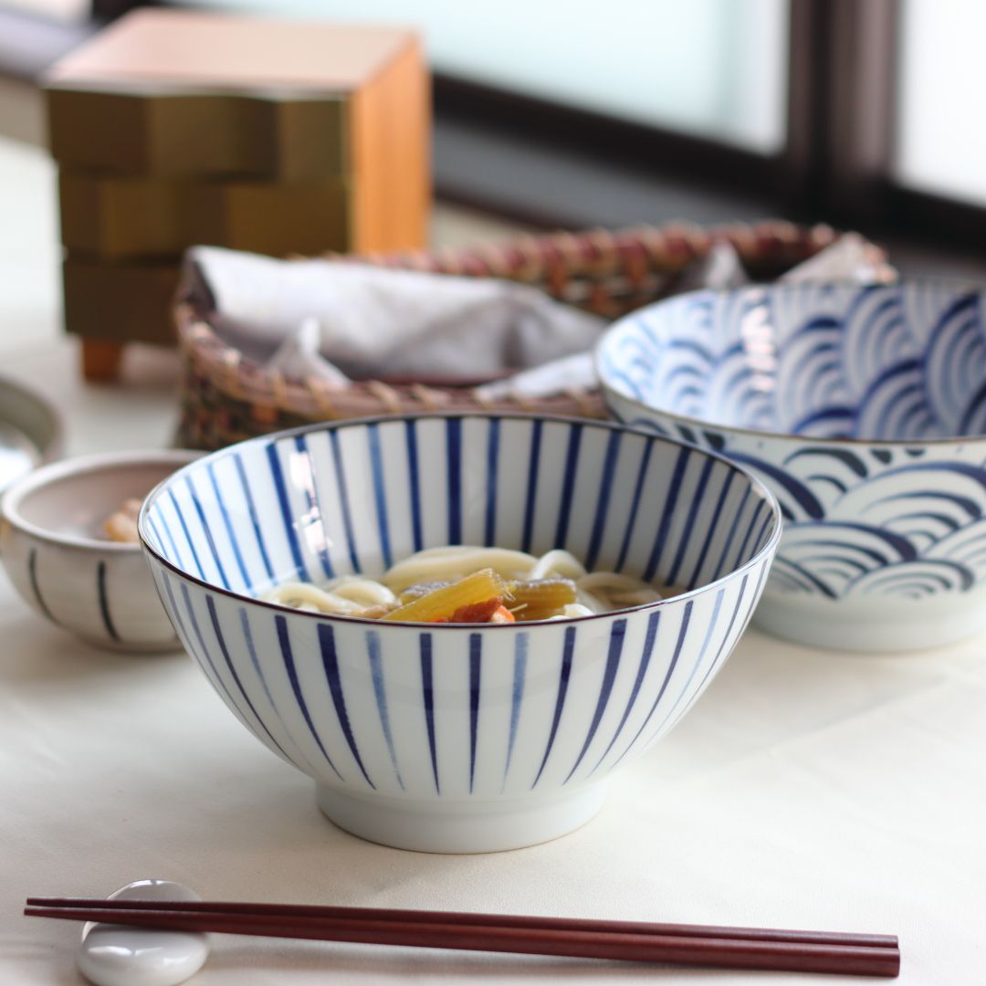 藍縄文 丼 18cm 日本製 美濃焼 6寸マルチ丼 ラーメン そば