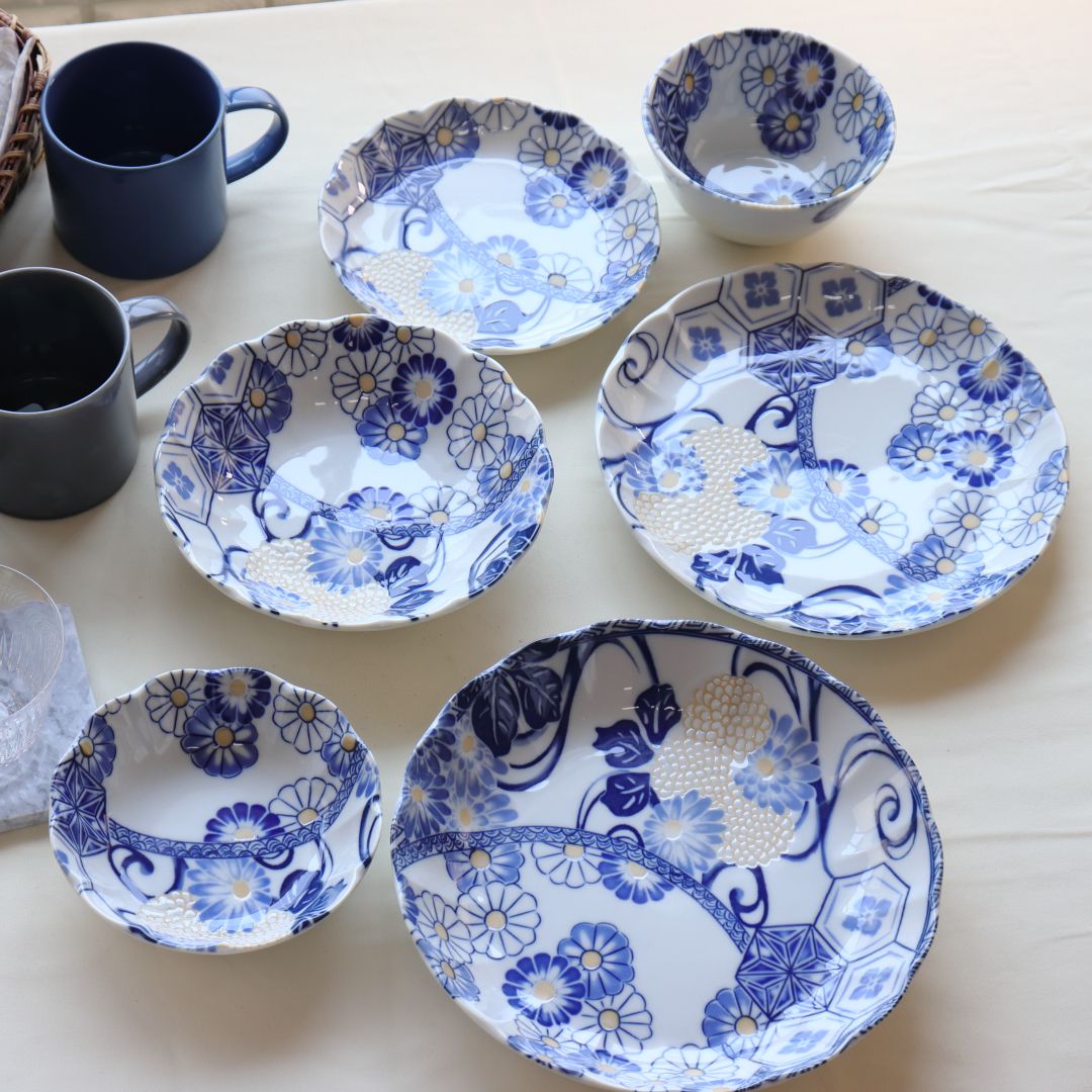 藍祥瑞 小皿 16cm 日本製 美濃焼 5.0寸皿 中皿 丸皿 平皿 取り皿