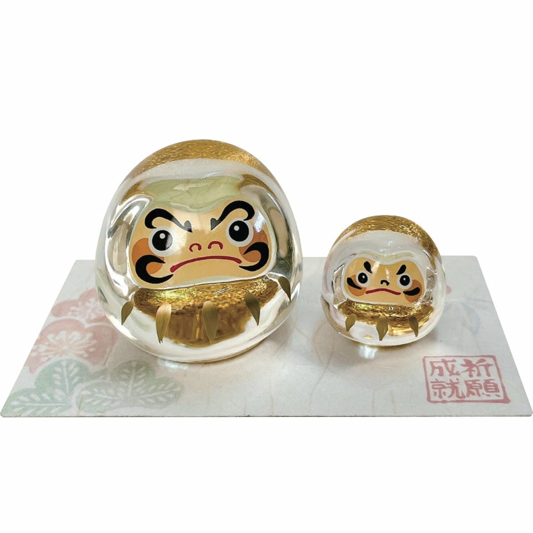 だるま 金 硝子親子飾り E-7 ガラス 置物 置き物 おしゃれ かわいい