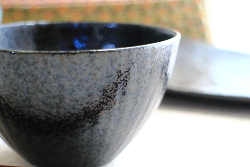 黒結晶 ストライプボール 11.5cm 国産 美濃焼 ボウル 茶碗 飯碗 小鉢