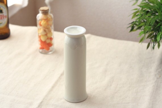 花柄陶器花瓶　細長いボトル型 yt27501.jpg
