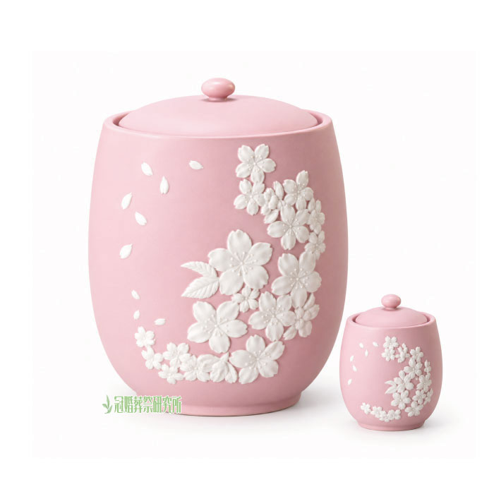 骨壷 骨壺 浮彫 カメオ 桜 2.3寸 ブルー ピンク イエロー グリーン